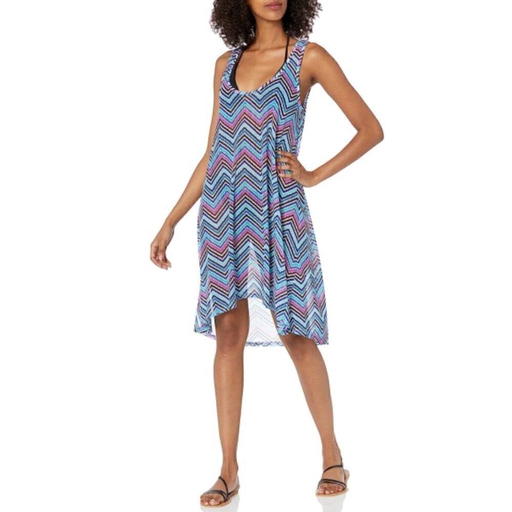 Profile by Gottex 'Tempo' Chevron-Mesh Swimsuit Cover-Up Dress, Multicolor - Picture 1 of 2